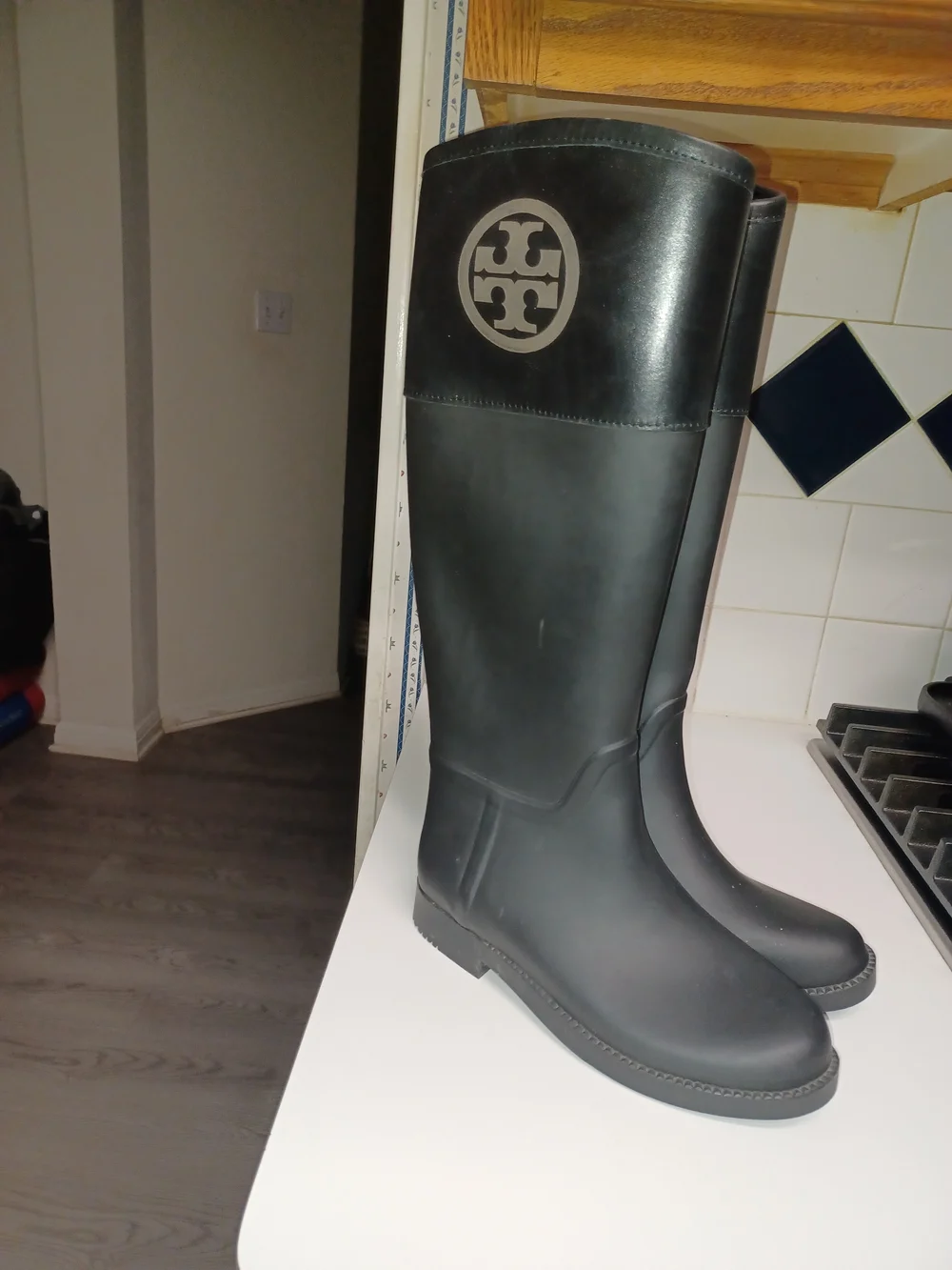 Tory Burch Black Logo Rain Boots